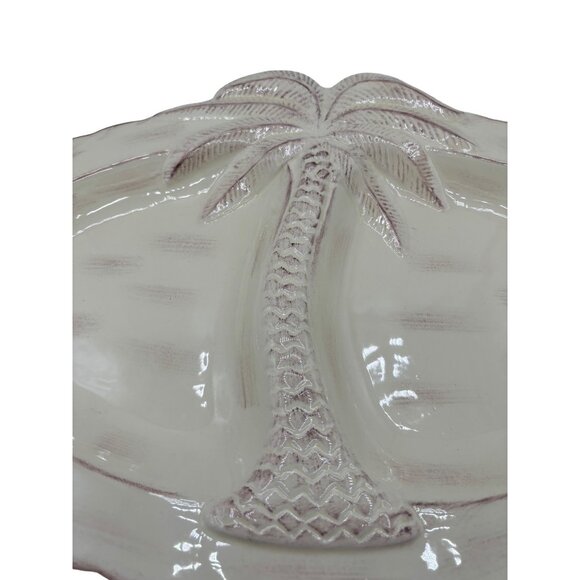 Palm Tree Stoneware Divided Platter Dish by Pacific 15" box 3D - Picture 5 of 13